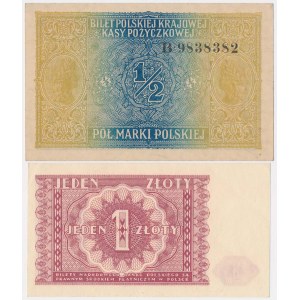 1 zloty 1946 and 1 mkp 191 - set (2pcs)