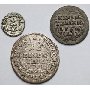 August II. der Starke und August III. Sas, Halerz, 1/24 und 1/12 Taler - Satz (3 Stück)
