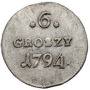 Poniatowski, 6 groszy 1794 - erster Typ des Schildes