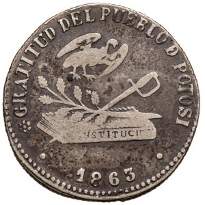 Boliwia, Medal / 2 sole 1863, Potosi - Pierwsza rocznica prezydentury