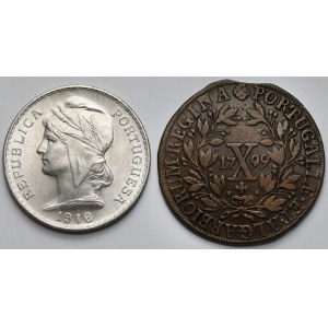 Portogallo, 10 real 1799 e 50 centavo 1916 - set (2 pz)