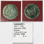 Slesia, Leopoldo I, 3 krajcary 1666 SHS, Wrocław