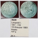 Silesia, Leopold I, 15 krajcars 1661 GH, Wrocław