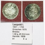 Silesia, Leopold I, 3 krajcary 1670 SHS, Wrocław