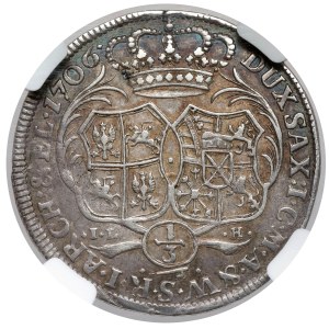 August II Mocny, 1/3 talara (1/2 coselguldena) 1706, Drezno - b.rzadki