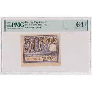 Dantzig, 50 fenig 1919 - violet