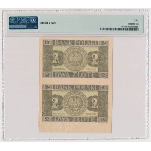 2 zloty 1936 - without series, numbering and subprint - uncut 2 pieces