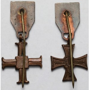 PSZnZ and PRL, Miniature medals - Monte Cassino Cross and Cross of Valour - set (2pcs)