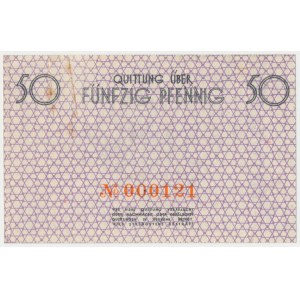 Getto w Łodzi, 50 fenigów 1940 - ENTWERTET - No 000121