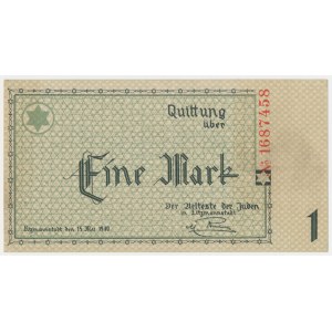 Lodz ghetto, 1 mark 1940 - no series, 7-digit numbering
