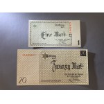 Getto w Łodzi, 1 i 20 marek 1940 - PARKA z nr 001617 - TEN SAM NUMER (2szt)