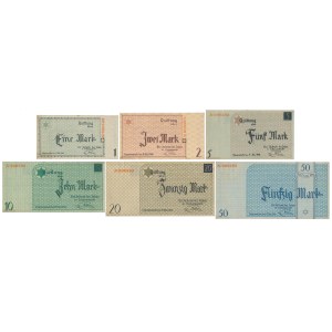 Getto w Łodzi, 1 - 50 marek 1940 - komplet ENTWERTET z nr 000393 (6szt)