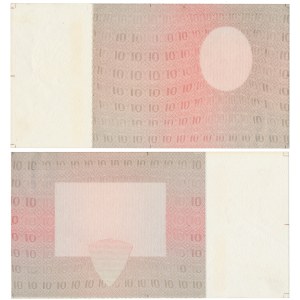 10 złotych 1928 - próba kolorystyczna poddruku awersu i rewersu (2szt)