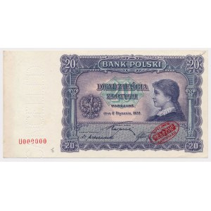 20 złotych 1928 - CANCELLED - U 000000