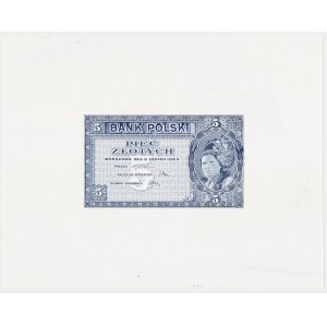 Londyn, 5 złotych 1939 - druk próbny
