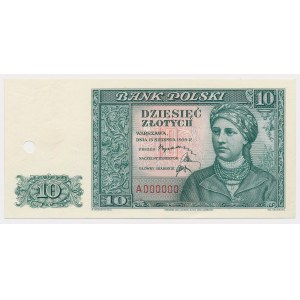 London, 10 gold 1939 - GREEN - A 000000