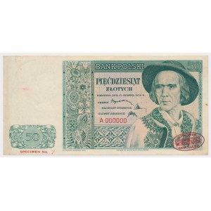 London, 50 zloty 1939 - SPECIMEN - A 000000 - No.7