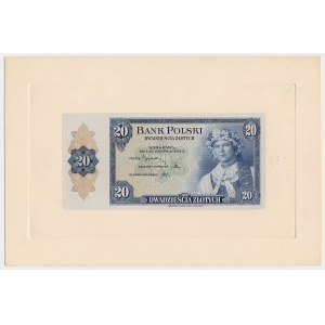 ABNCo, 20 złotych 1939 - druk próbny awersu na kartonowej karcie