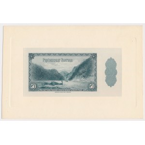 ABNCo, 50 zloty 1939 - proof print of reverse on cardboard card