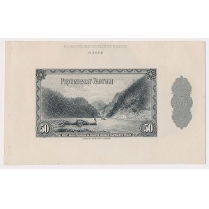 ABNCo, 50 zloty 1939 - reverse proof printing