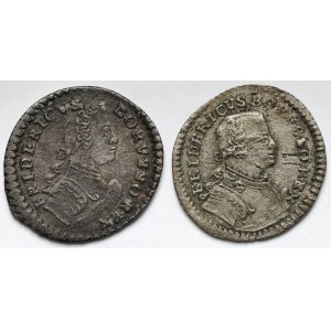 Silesia, Frederick II the Great, 2 greszle 1751-B, Wroclaw - varieties (2pcs)