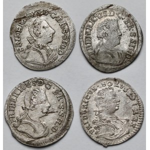 Schlesien, Friedrich II. der Große, 2 Brecheisen 1748-1751 AHE und B, Wrocław - Satz (4Stück)