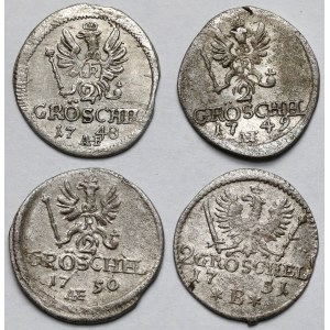 Schlesien, Friedrich II. der Große, 2 Brecheisen 1748-1751 AHE und B, Wrocław - Satz (4Stück)