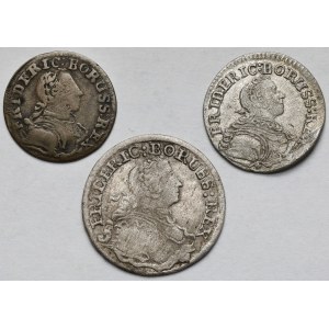 Silesia, Frederick II the Great, 2 greszle 1753-B and 1-3 krajcars 1753-B, Wroclaw - set (3pcs)