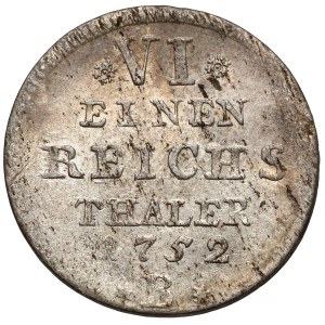 Slezsko, Fridrich II. velký, 1/6 tolaru 1752-B, Vratislav - sněhové vločky