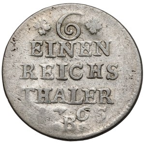 Śląsk, Fryderyk II Wielki, 1/6 talara 1765-B, Wrocław - zawinięta 6