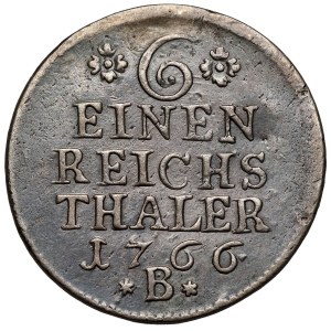 Śląsk, Fryderyk II Wielki, 1/6 talara 1766-B, Wrocław