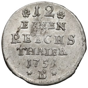 Silesia, Frederick II the Great, 1/12 thaler 1751-B, Breslau - date narrowly