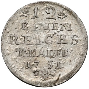 Śląsk, Fryderyk II Wielki, 1/12 talara 1751-B, Wrocław - data szeroko