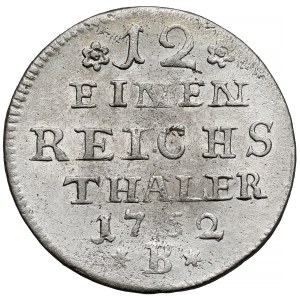 Silesia, Frederick II the Great, 1/12 thaler 1752-B, Breslau - date wide