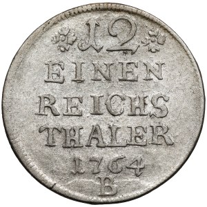 Śląsk, Fryderyk II Wielki, 1/12 talara 1764-B, Wrocław - data wąsko