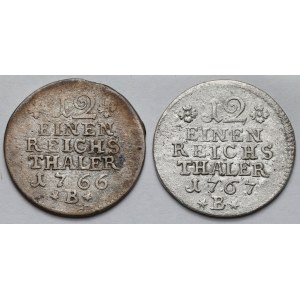 Slezsko, Fridrich II. Veliký, 1/12 tolaru 1766 a 1767 B, Vratislav - sada (2ks)