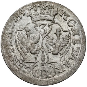Silesia, Frederick II the Great, 3 krajcara 1755-B, Wrocław