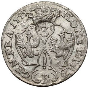 Śląsk, Fryderyk II Wielki, 3 krajcary 1755-B, Wrocław