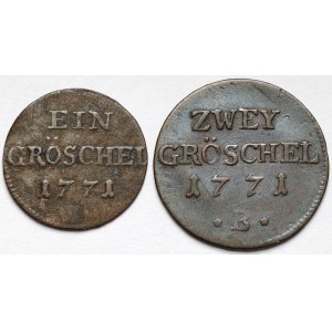 Schlesien, Friedrich II. der Große, 1-2 greszle 1771, Wrocław - Satz (2 St.)