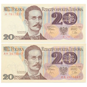 20 zl 1982 - A and AA - set (2pcs)