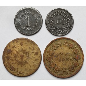 Europe, Tokens and Spielmarke (19th century) - set (4pcs)