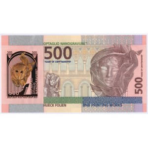Banknot testowy Optaglio Nanogravure - 500 Years of Craftmanship, w oryginalnym folderze BNP Printing Works