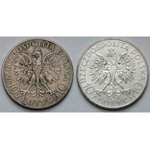 Sobieski and Woman's Head 10 gold 1932-1933 - set (2pcs)