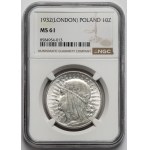 Głowa Kobiety 10 złotych 1932 bz, Londyn