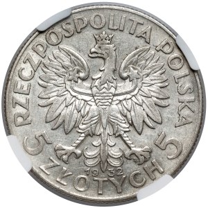 Head of a Woman 5 gold 1932 with sign, Warsaw - rare