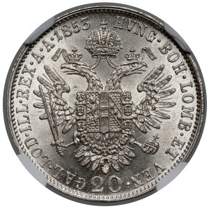 Austria, Franz Joseph I, 20 krajcars 1853-A, Vienna