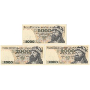 2.000 zł 1982 - 2x BP, BZ - zestaw (3szt)