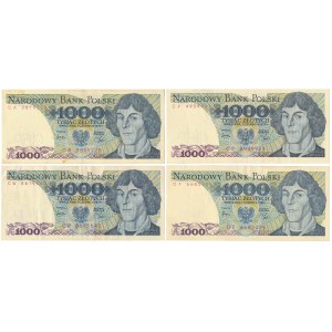 1,000 zl 1979-1982 - CA, CP, CW, DF - set (4pcs)