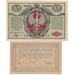 General 5 mkp 1916 and 1 mkp 1919 May - set (2pcs)