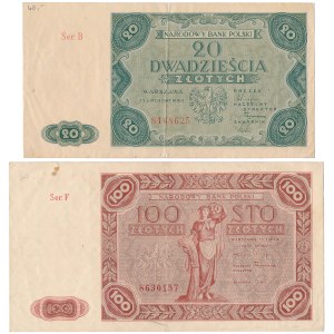 20 and 100 zloty 1947 - set (2pcs)